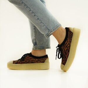 NEW CLARKS Haircalf Tor Hoop Comfort Sneakers tortoiseshell for women 124tn